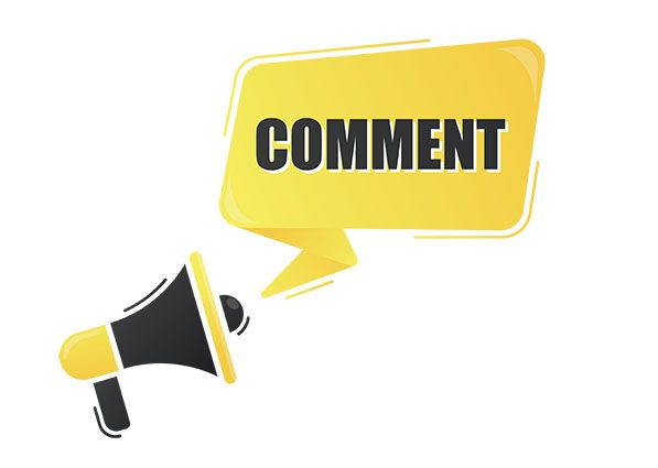 Megaphone with a speech bubble saying "COMMENT".