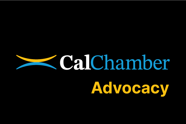 CalChamber Advocacy logo in white, blue and yellow on black.