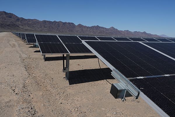 Solar panels at Arlington Energy Center in Blythe, California.