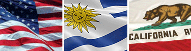 United States, Uruguay and California flags displayed side by side.