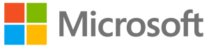 Microsoft logo with four colored squares beside the gray wordmark.