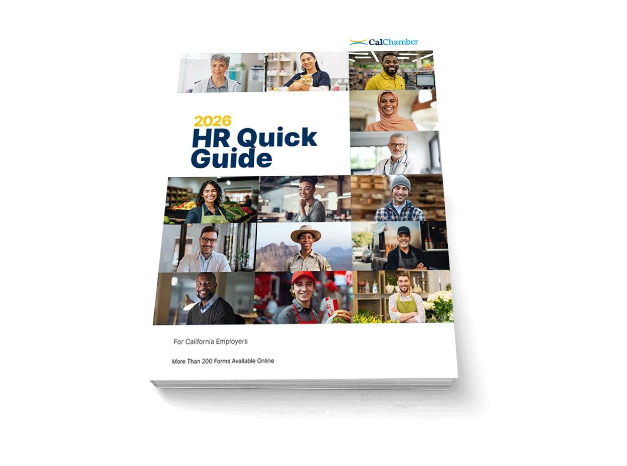 2026 HR Quick Guide for California Employers book with a collage of workers on its cover.