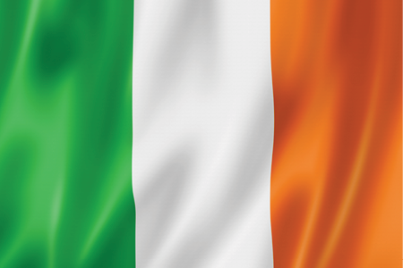 Green, white and orange vertical stripes of the Irish flag.