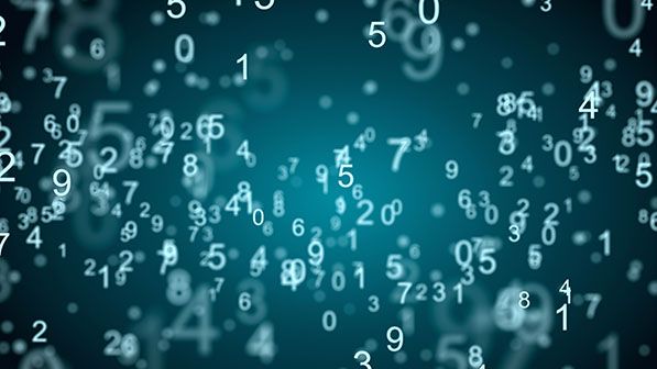 White digits float at different depths against a dark teal background.