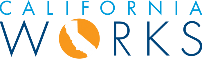 California Works logo with a white California silhouette inside an orange circle.
