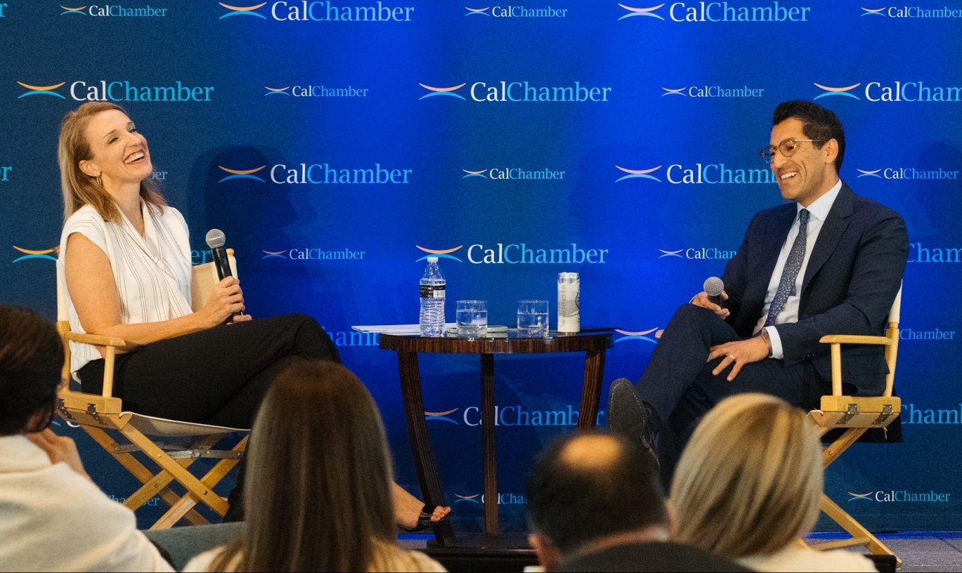 Assembly Speaker Robert Rivas (D-Salinas) is featured in an afternoon session at the Public Affairs Conference on October 25. CalChamber President and CEO Jennifer Barrera moderates the discussion. Photo by Matt Lara