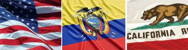 United States, Ecuador and California flags displayed side by side.