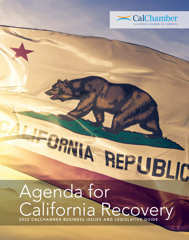 Agenda for California Recovery guide cover featuring a California Republic flag.