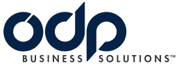 ODP Business Solutions logo with dark blue stylized lettering.