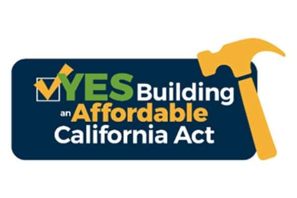 YES Building an Affordable California Act logo with a yellow checkmark and hammer.