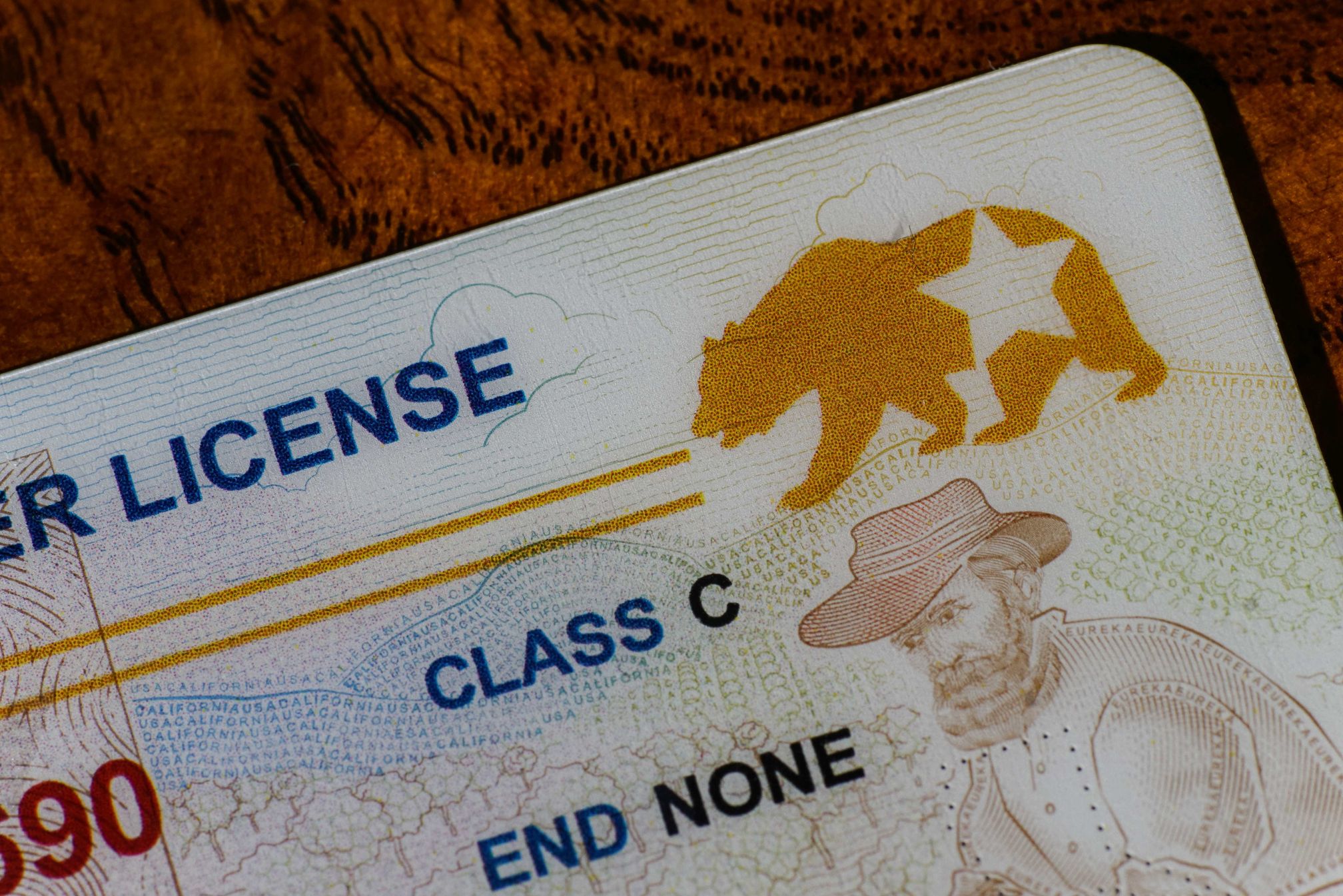 A close-up of a California driver's license.