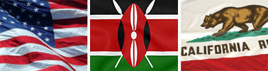 The flags of the United States, Kenya, and California displayed side-by-side.
