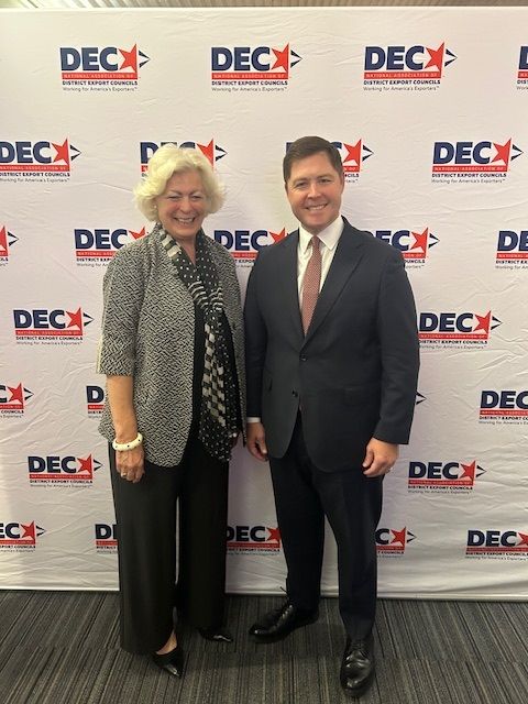 Susanne T. Stirling, CalChamber senior vice president of international affairs, pauses with Bradley McKinney