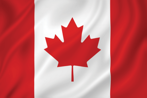 Canadian flag waving.