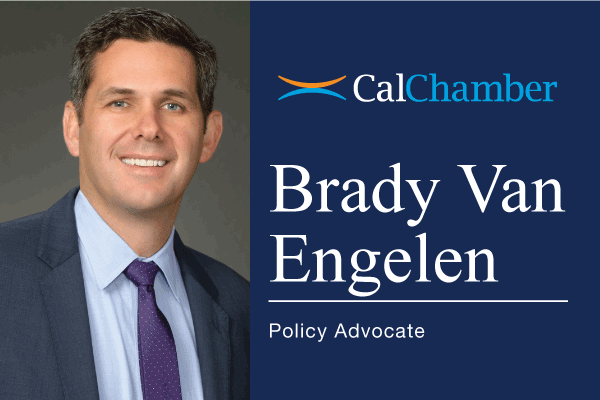 CalChamber profile graphic for Brady Van Engelen, Policy Advocate, beside his portrait.