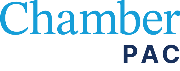 Chamber PAC wordmark in teal and navy.