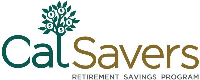 CalSavers Retirement Savings Program logo with a tree made of dollar-marked leaves.