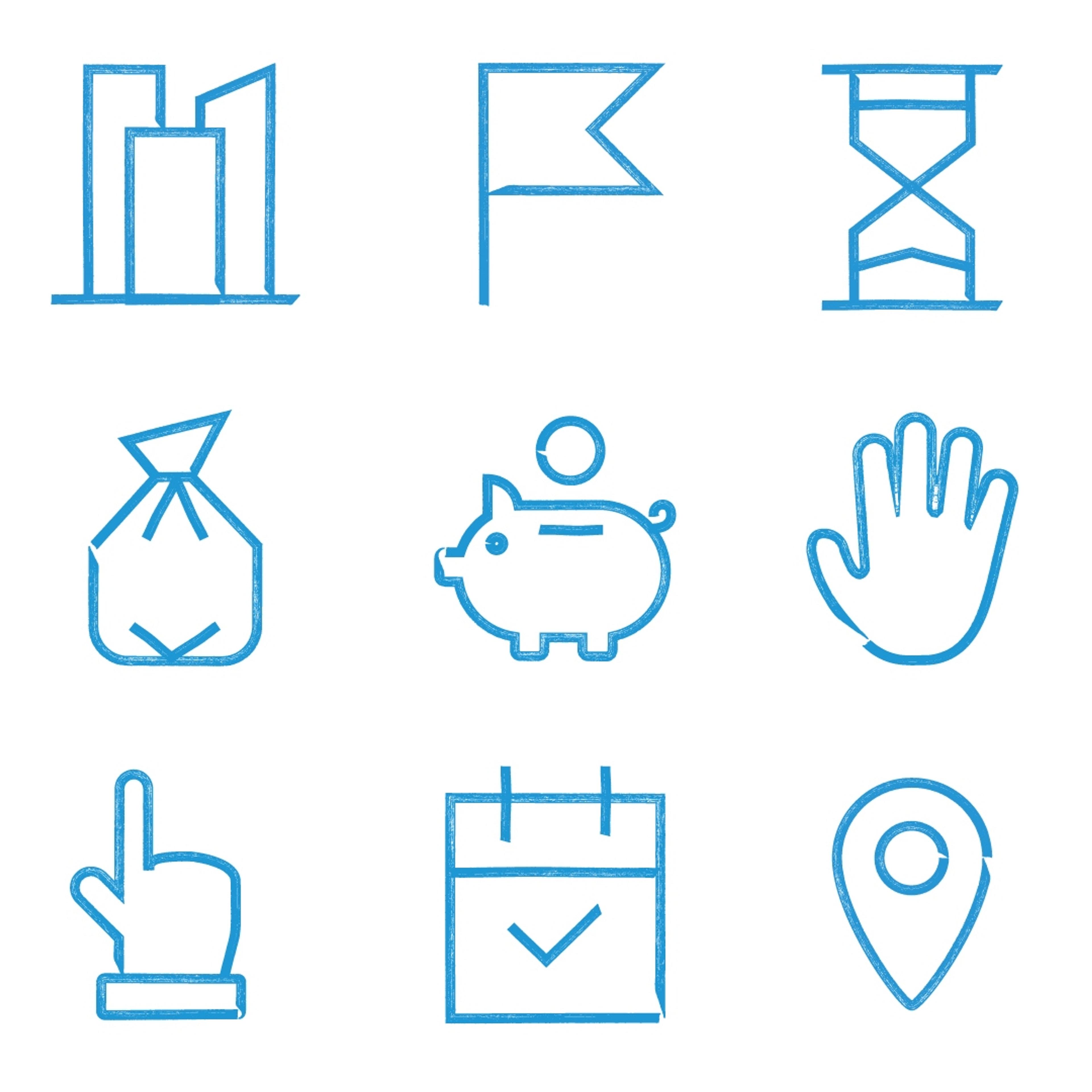 River Cleanup branding: energising icons