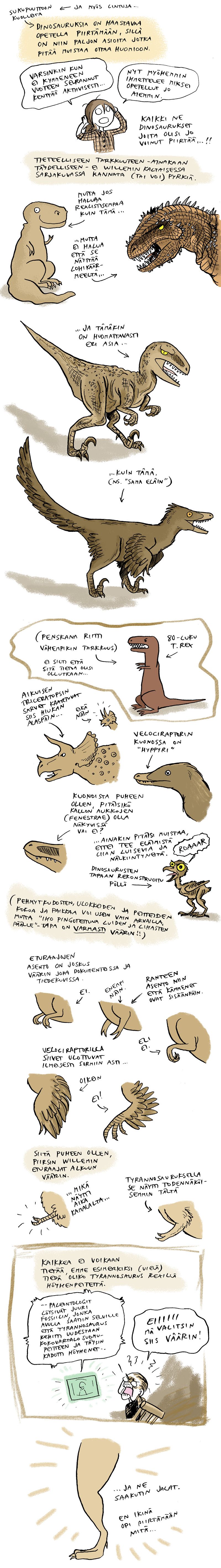 Dinosaurukset, piirtäminen, tyrannosaurus, velociraptor, triceratops
