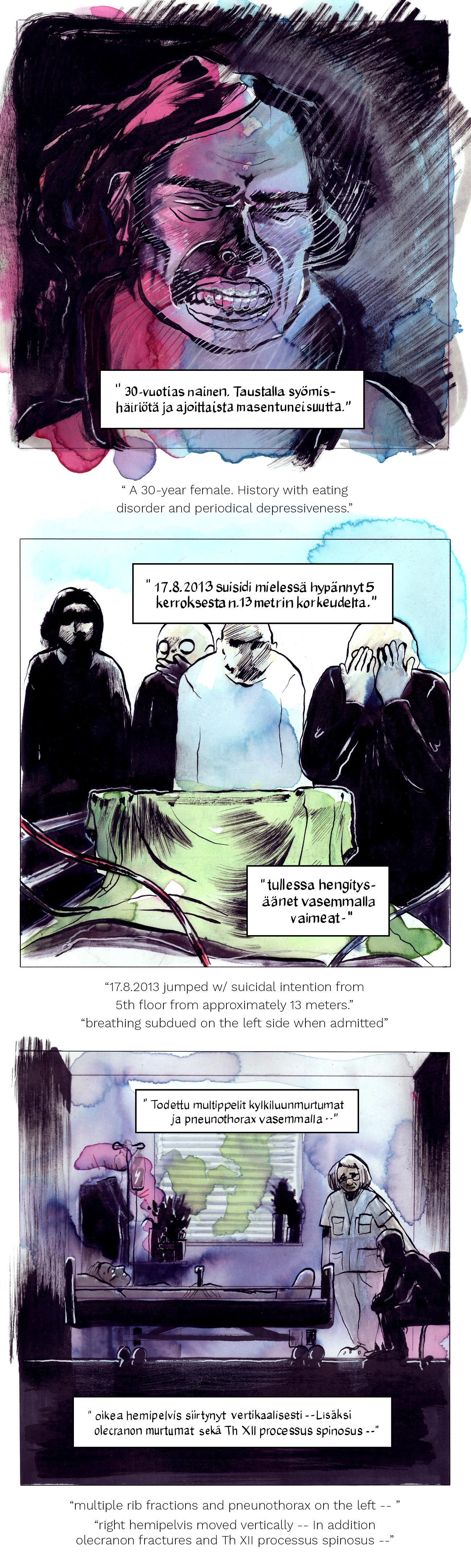 Sarjakuva syömishäiriön ja masennuksen tuskasta, itsemurhasta ja elämästä. A webcomic about the pain of eating disorders and depression, suicide and life itself.