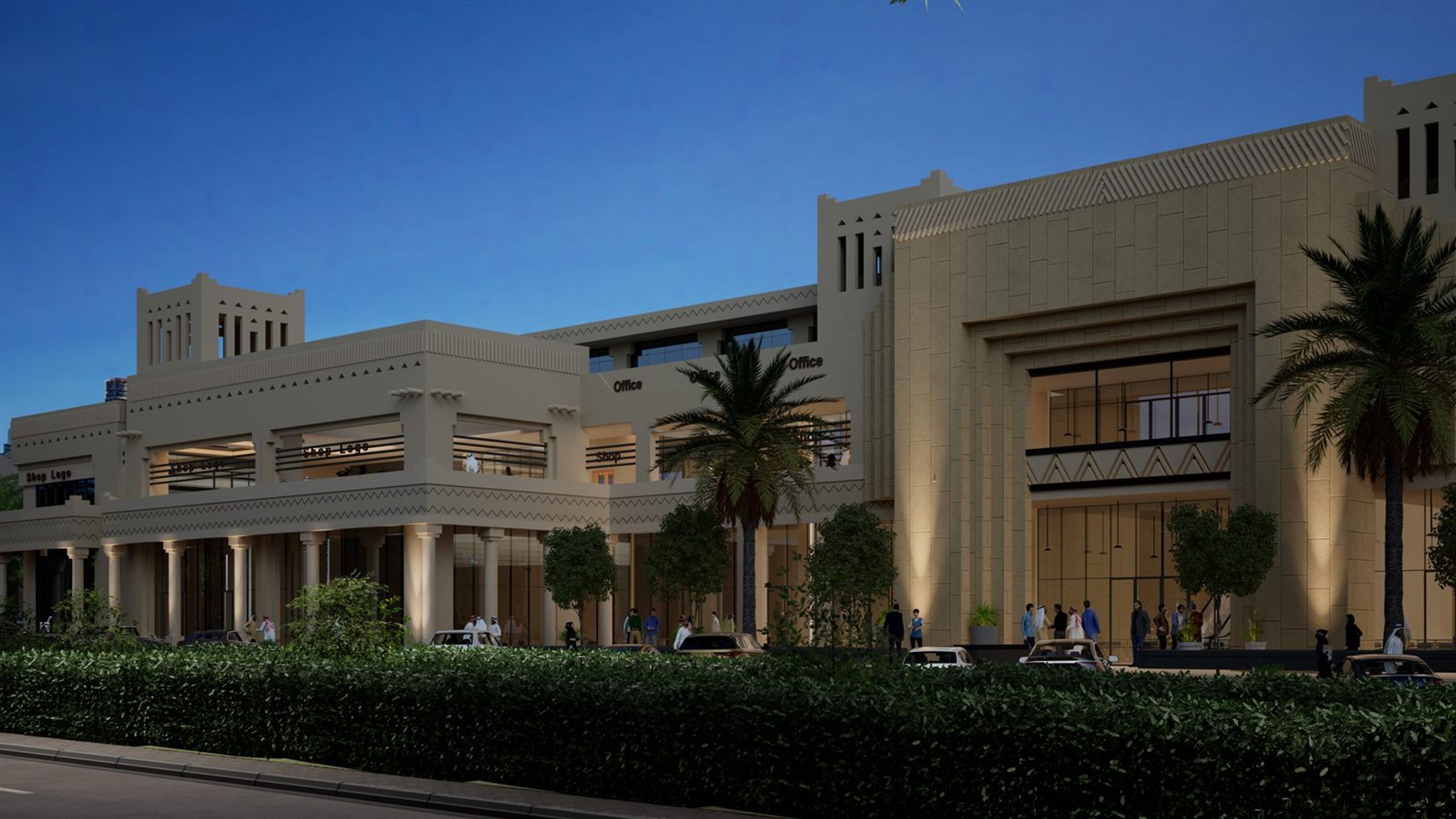 Terraces restaurants and showrooms