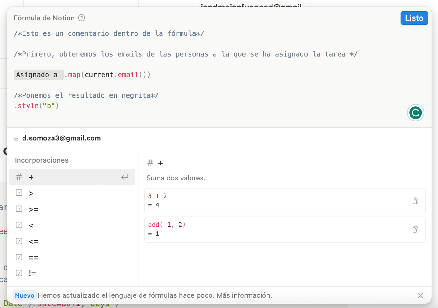Ejemplo con el nuevo editor y algunas novedades
