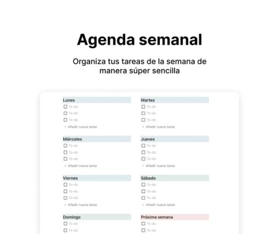 Agenda semanal en Notion
