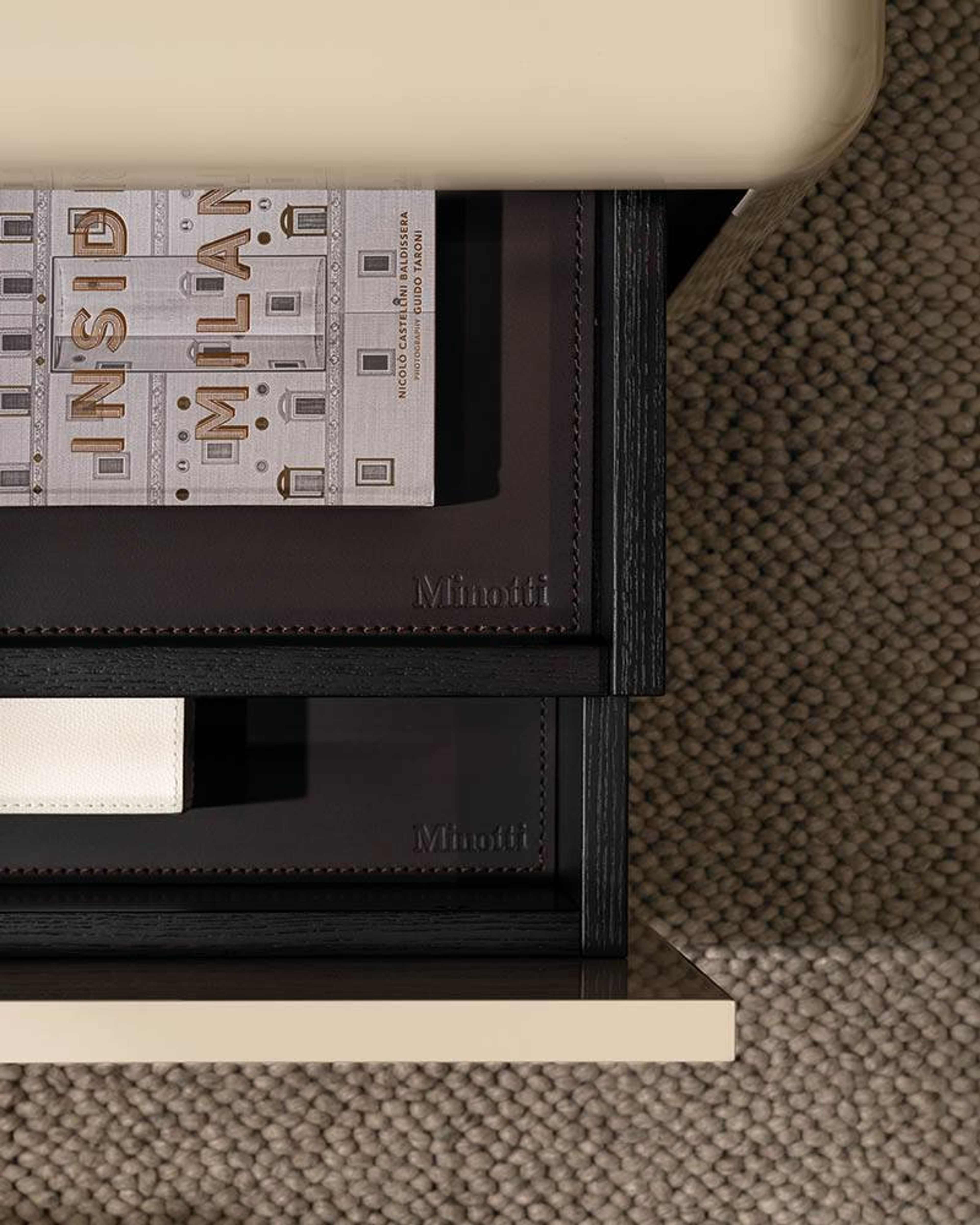 A compact Minotti`s nightstand with edgeless clean lines.