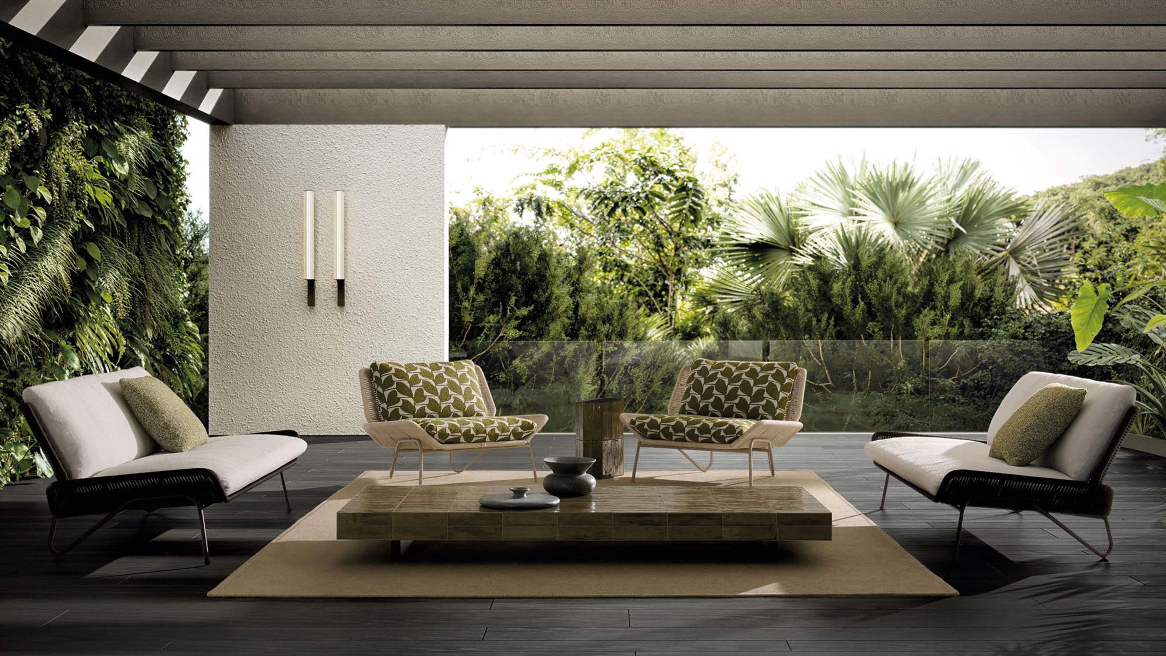Structure tubulaire fine et base continue définissent Emmi Cord Outdoor.