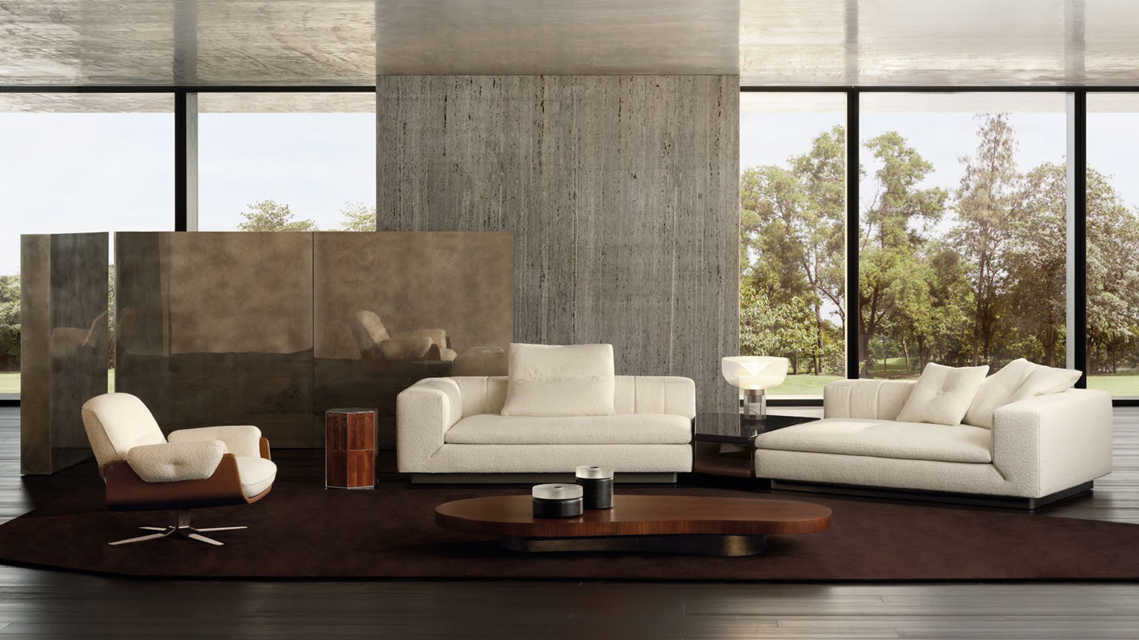 Un fauteuil intemporel inspiré des formes du milieu du XXe siècle.