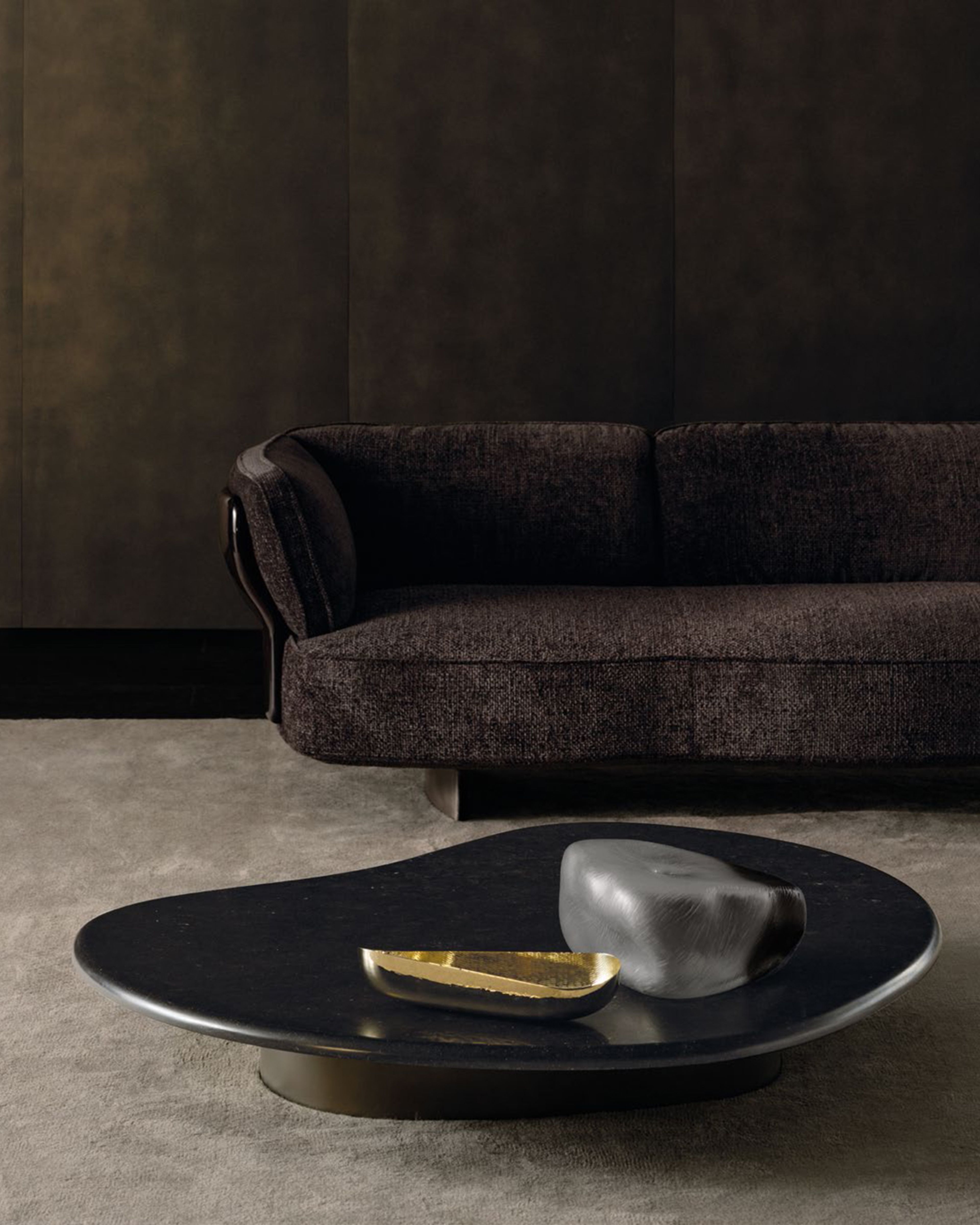 A sculptural coffee table of organic forms by Minotti.
