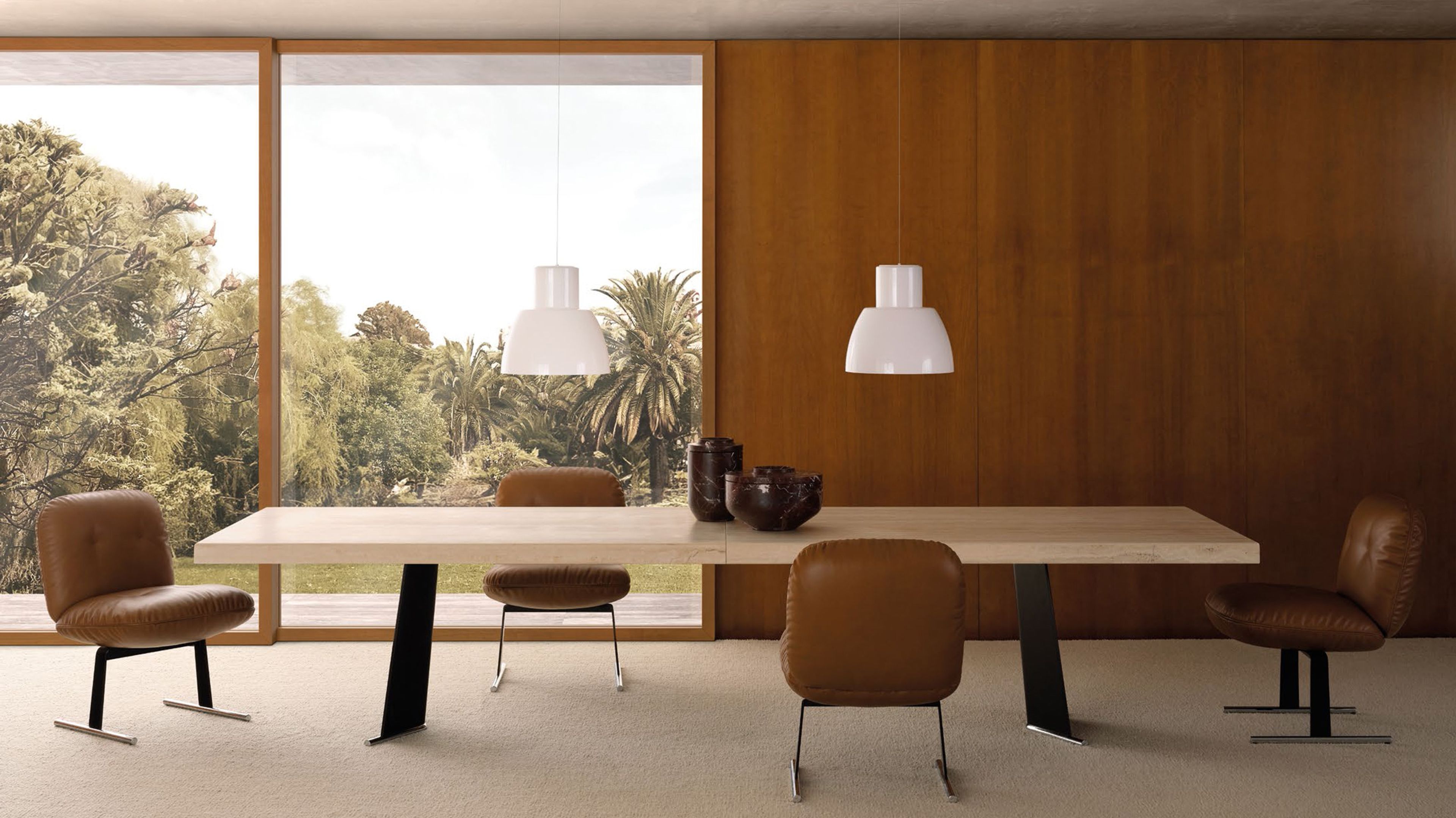 Une table à manger Minotti au style résolument moderniste.