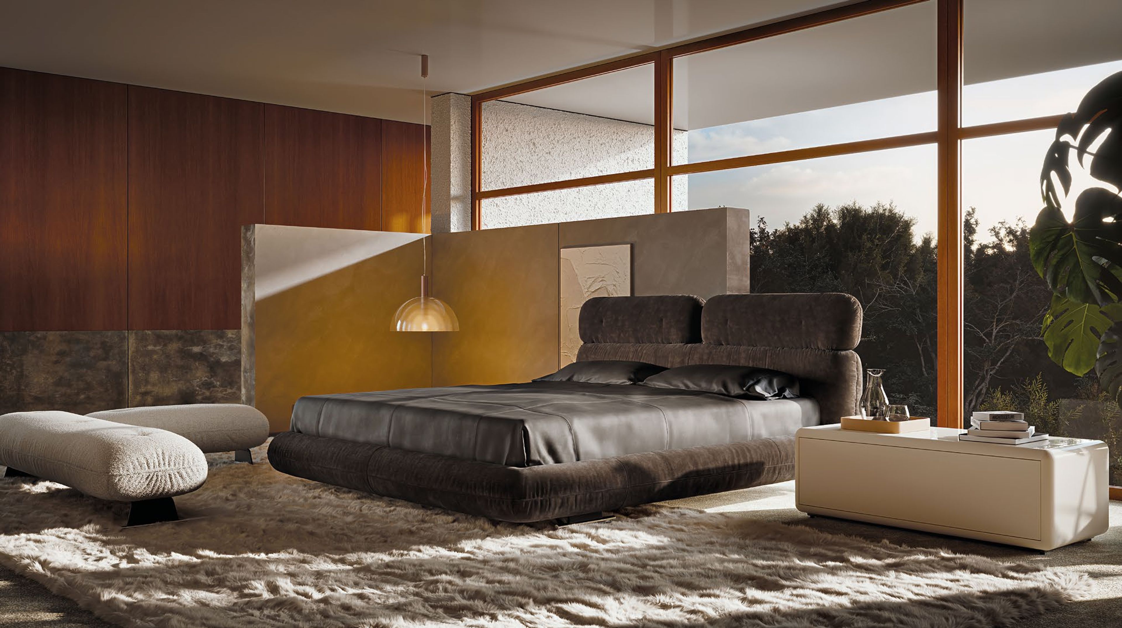 A compact Minotti`s nightstand with edgeless clean lines.