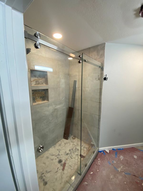 Walk-In Swing Door Shower — chrome, clear
