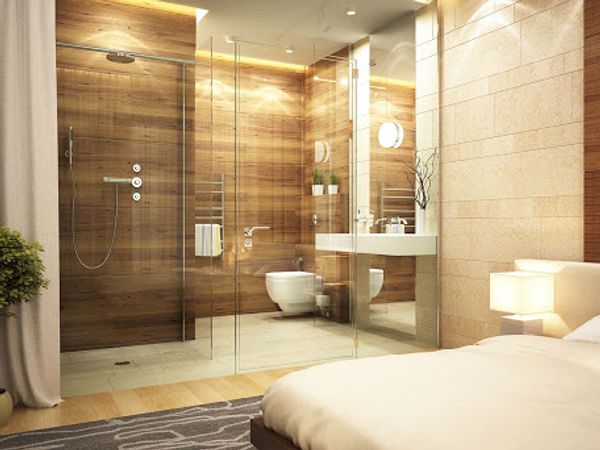 Walk-In Corner Shower — clear