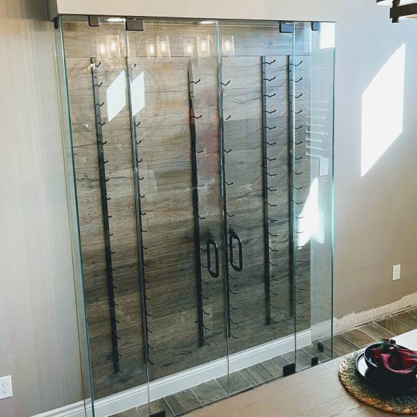 Walk-In Swing Door Shower — matte black, frosted