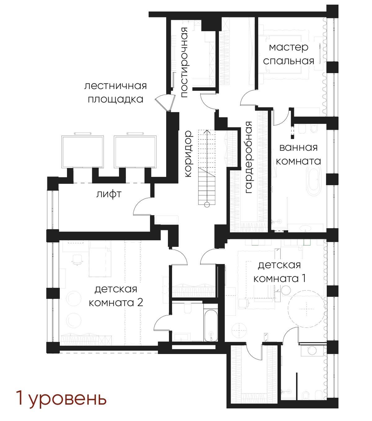 Floor plan — 3-Bedroom Apartment for Rent on Saksahanskoho — New Build