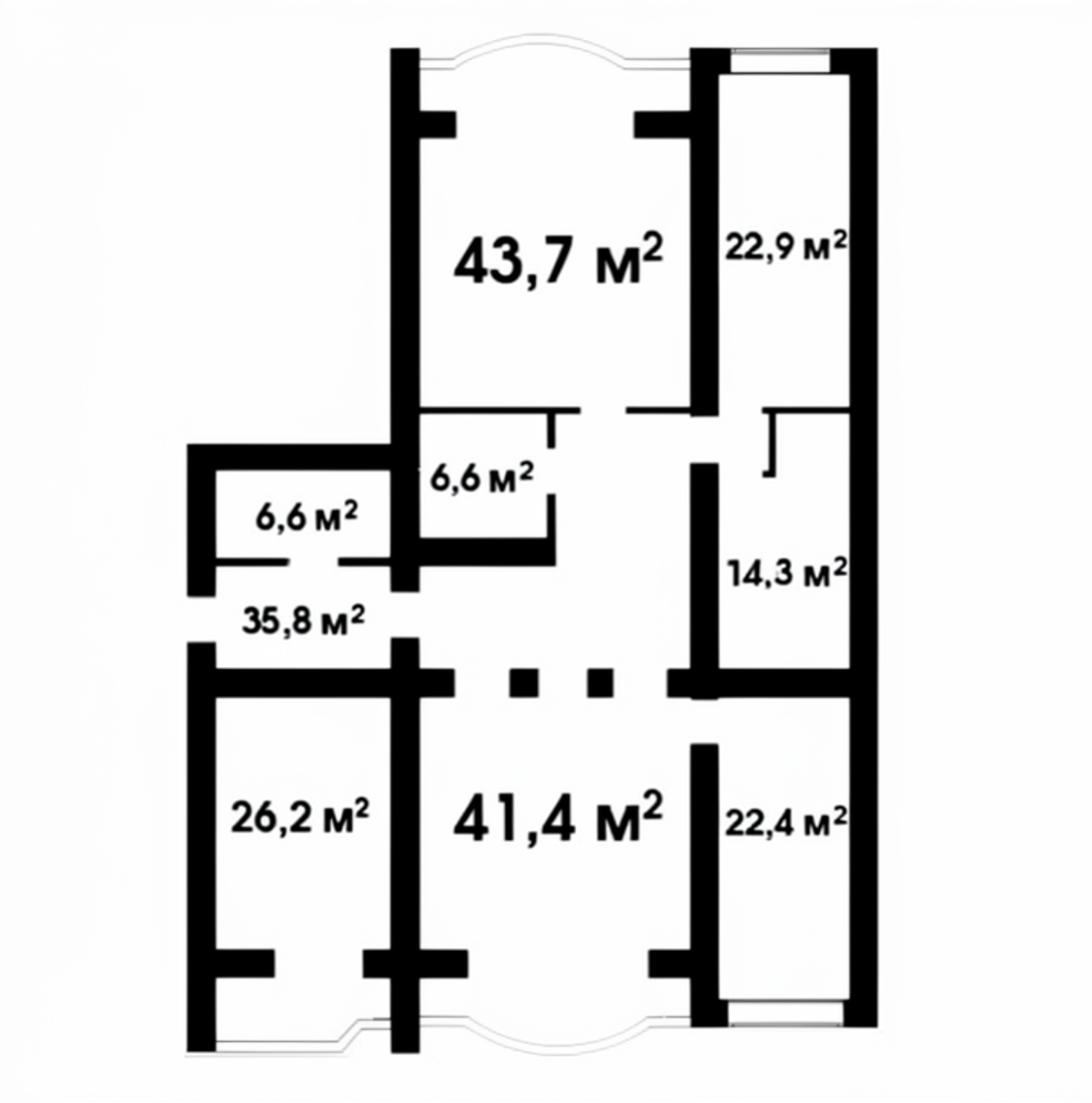 Floor plan — 4-Bedroom Apartment for Sale on Patorzhynskoho, 14 — New Build