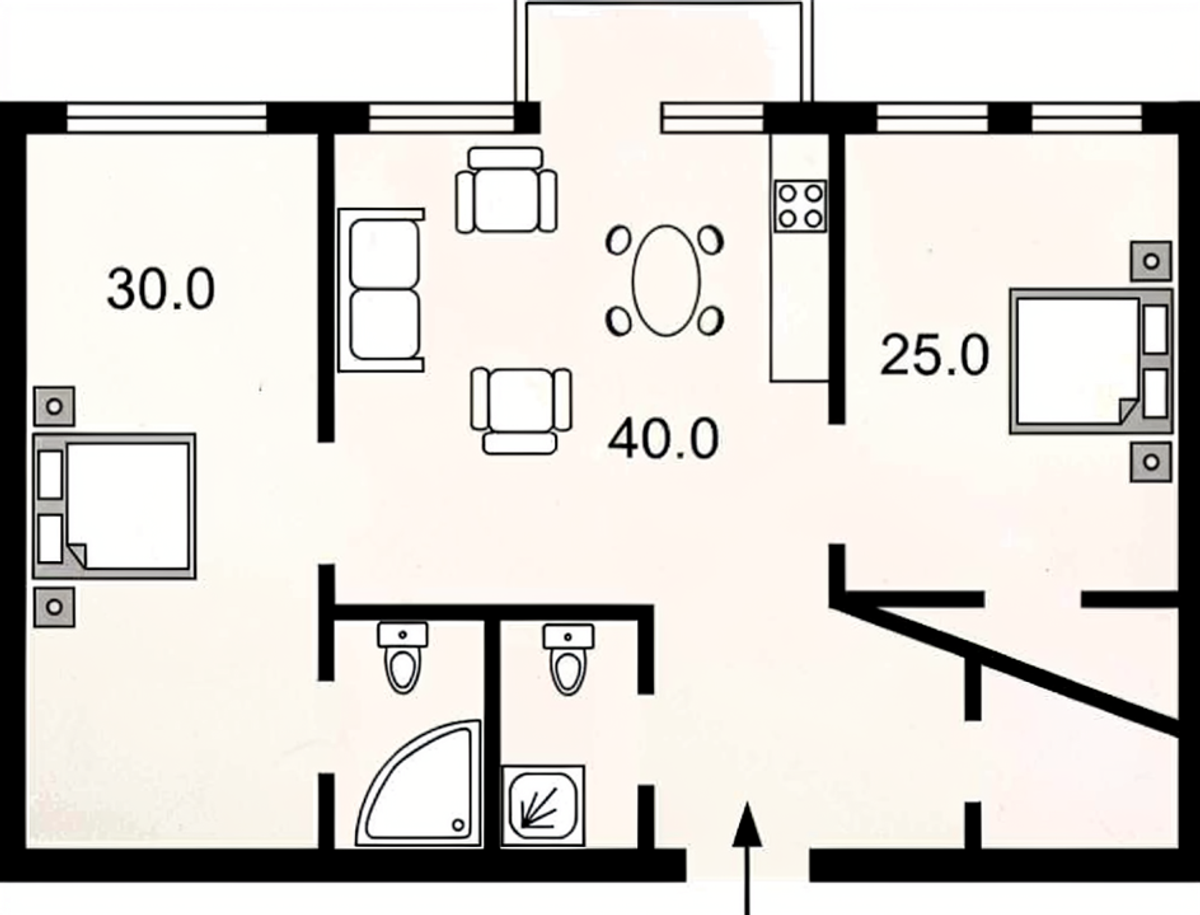 Floor plan — 2-Bedroom Apartment for Sale on Arkhitektora Horodetskoho, 10/1 — Historical