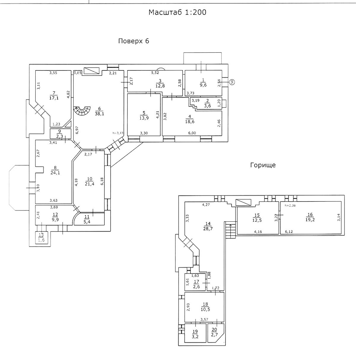 Floor plan — 6-Bedroom Apartment for Sale on Bohdana Khmelnytskoho, 32 — Historical