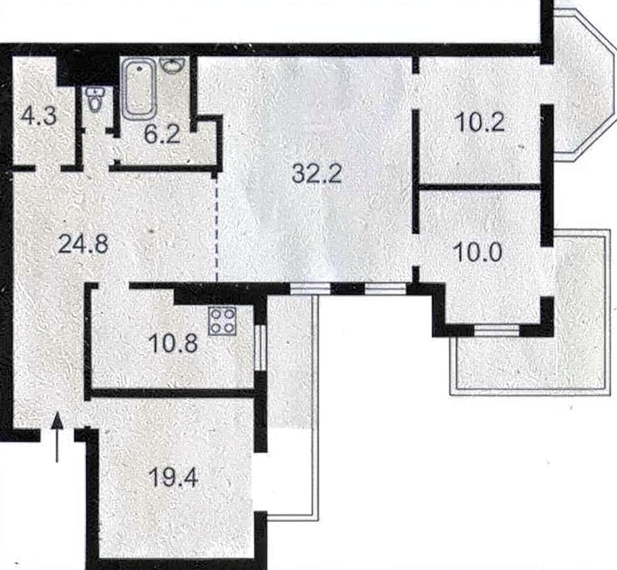Floor plan — 4-Bedroom Apartment for Sale on Khreshchatyk, 15 — Stalinka