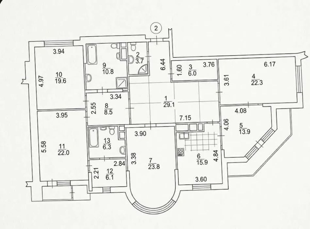 Floor plan — 3-Bedroom Apartment for Sale on Tarasa Shevchenka, 27b — New Build