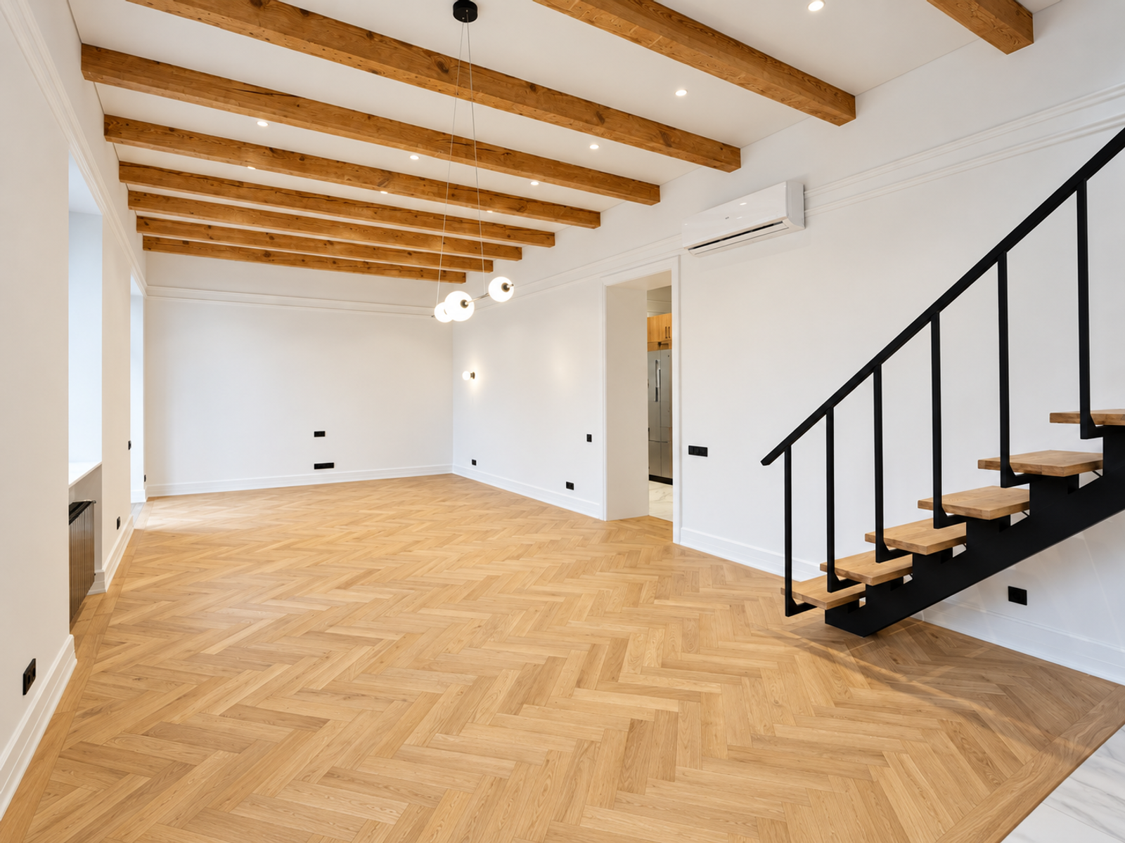 Living area with large windows and dining area, Bohdana Khmelnytskoho, Kyiv — Vestor.Estate