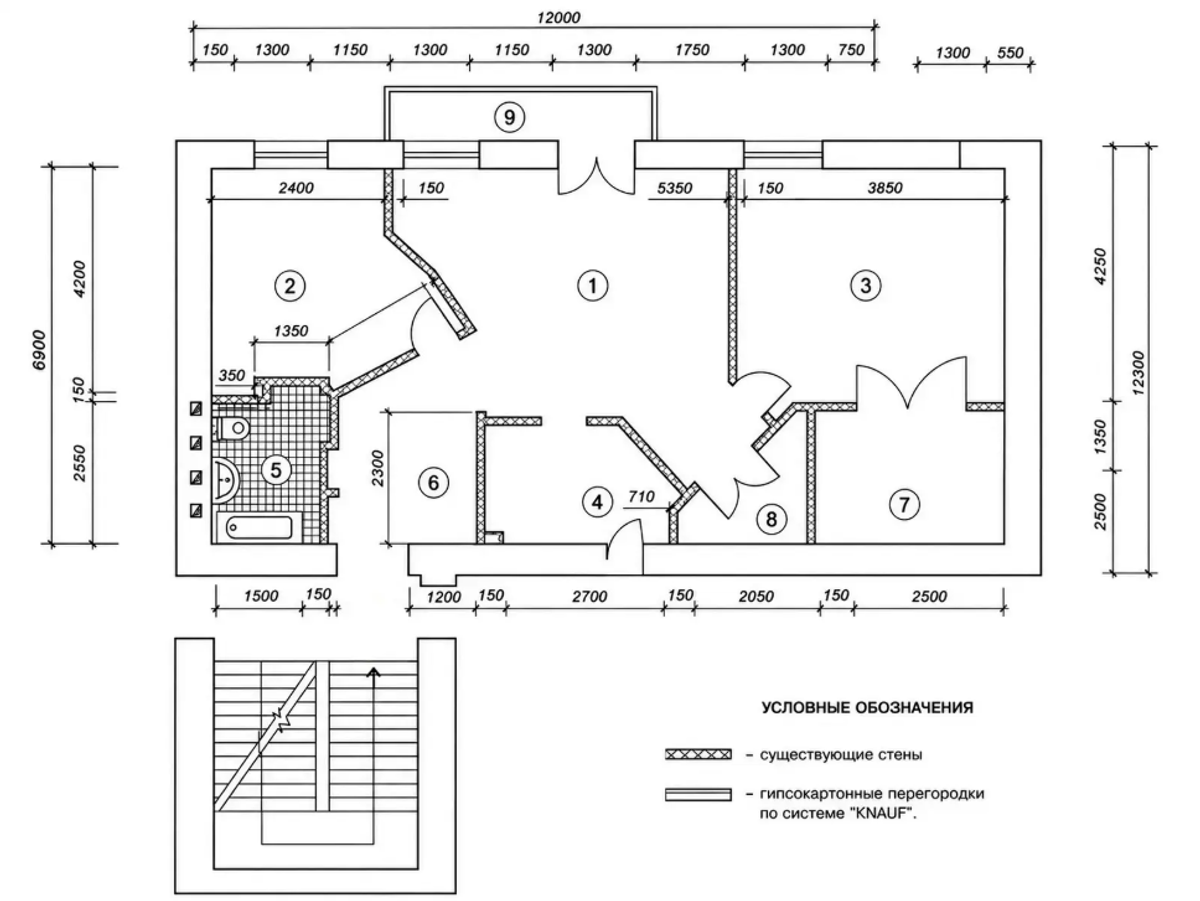Floor plan — 3-Bedroom Apartment for Sale on Skoropadskoho, 1 — Historical