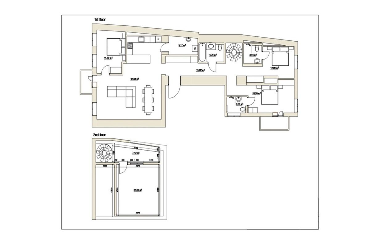 Floor plan — 3-Bedroom Apartment for Rent on Reitarska, 9 — Historical