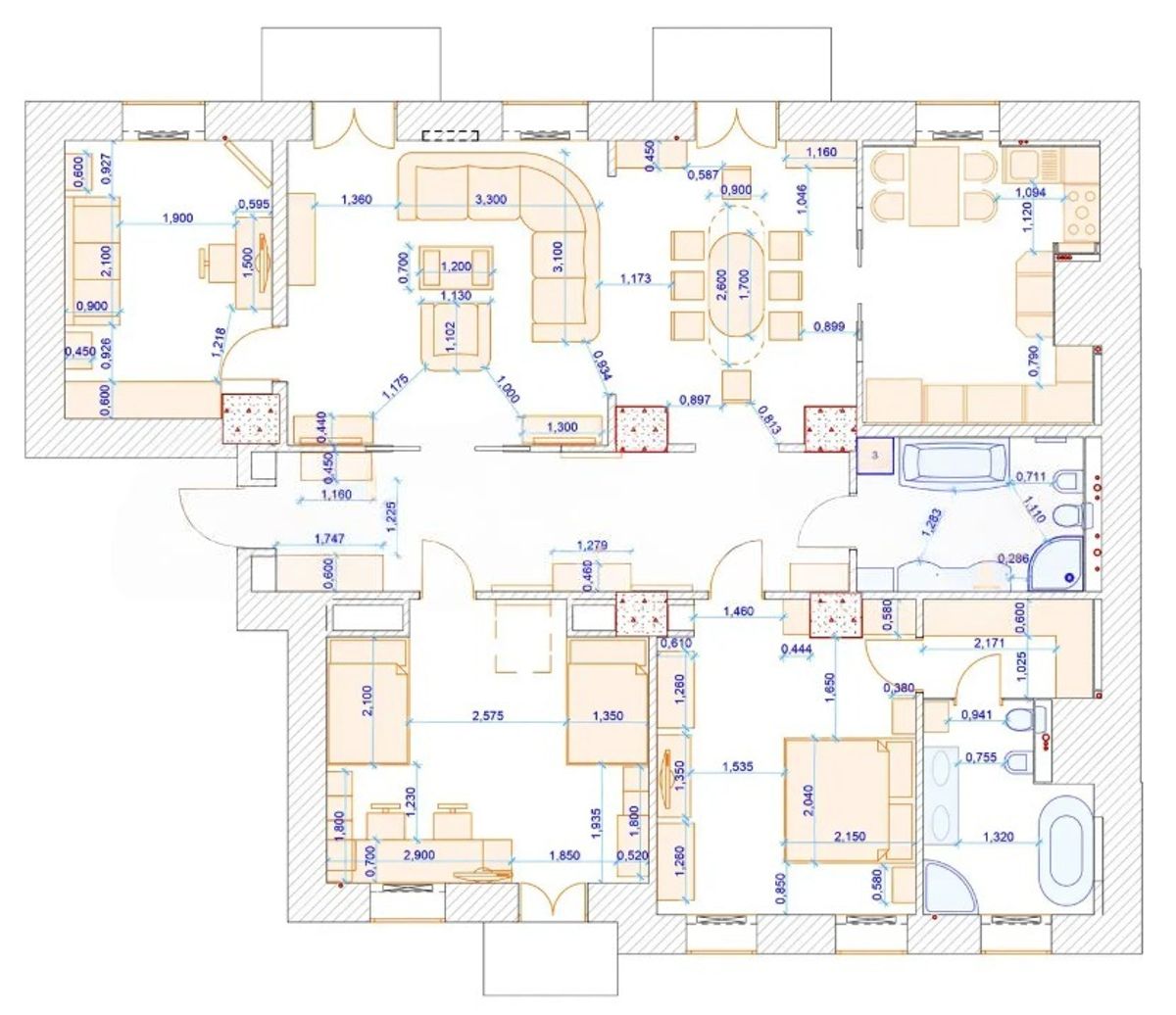 Floor plan — 4-Bedroom Apartment for Sale on Yevhena Chykalenka, 2-4/7 — Stalinka