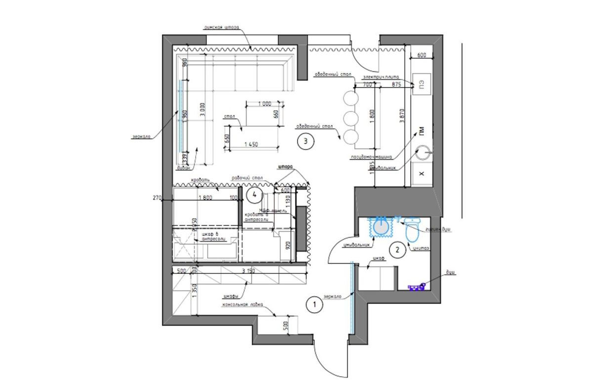 Floor plan — 1-Bedroom Apartment for Rent on OBOLONSKYI AVE, 26 — New Build