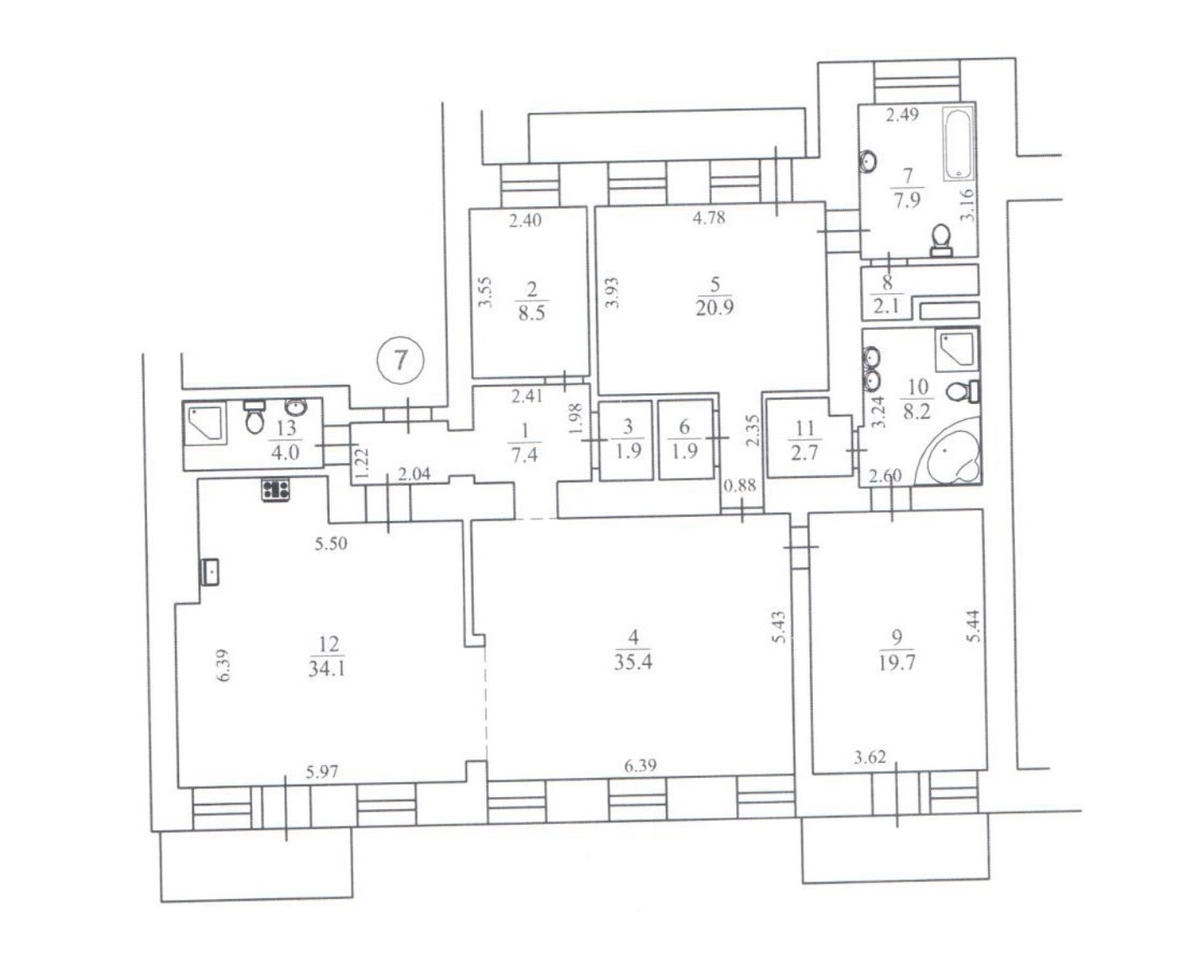 Floor plan — 2-Bedroom Apartment for Rent on Ivana Franka, 40 — Historical