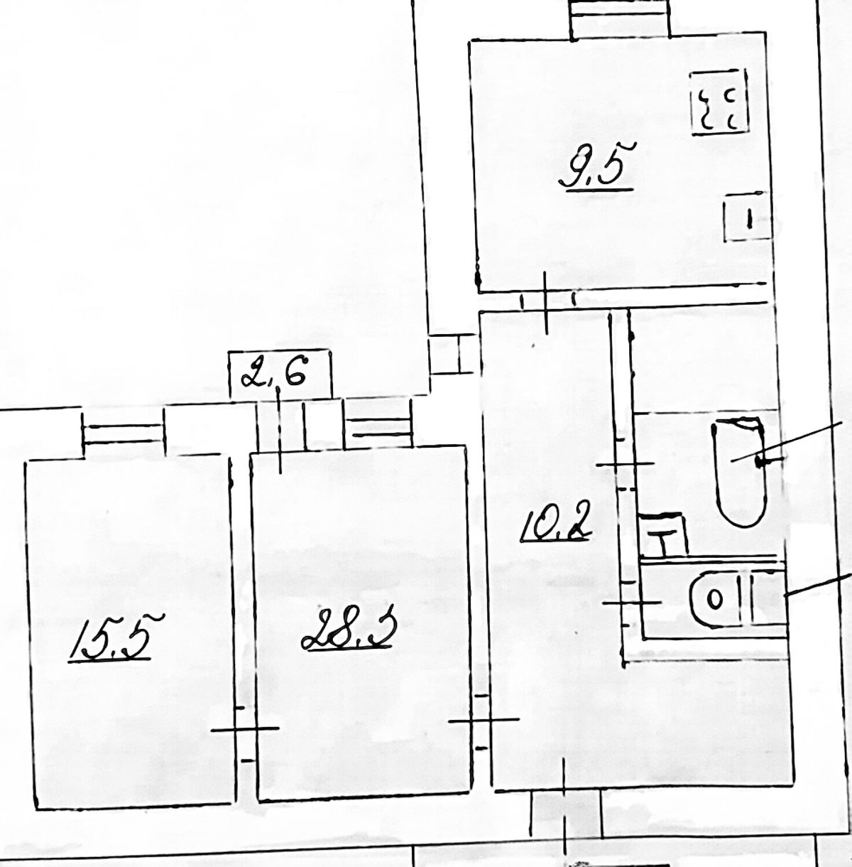 Floor plan — 1-Bedroom Apartment for Sale on Viacheslava Lypynskoho, 13 — Historical