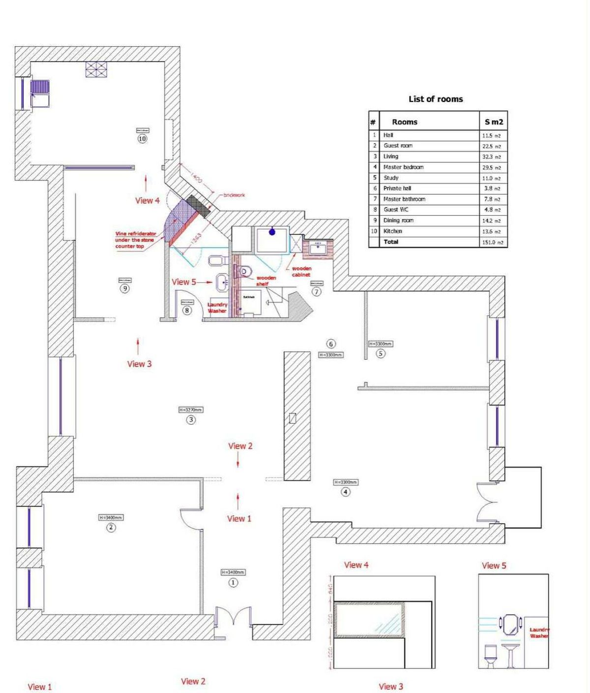 Floor plan — 3-Bedroom Apartment for Rent on Tereshchenkivska, 13 — Historical